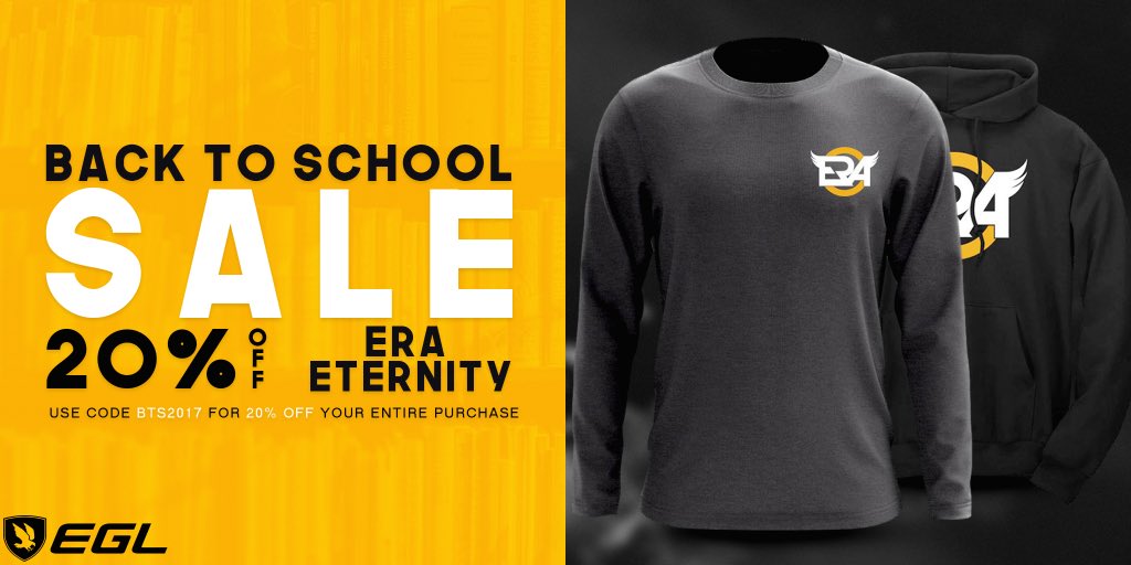 OfficialEGL's tweet photo. Back To School Sale is still going! 
Make sure to use code "BTS2017" if you purchase @eRa_Eternity apparel

https://t.co/QQktYhiydT https://t.co/1VvPtXBmCD