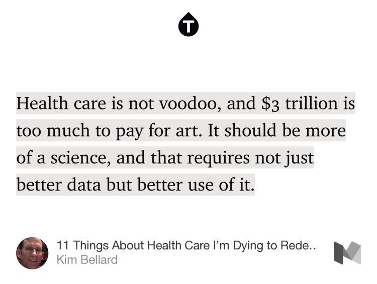 EdgarTwilson's tweet photo. “11 Things About Health Care I’m Dying to Redesign” — Kim Bellard https://t.co/EzfzkHjbFT https://t.co/OVT2J5mVHE