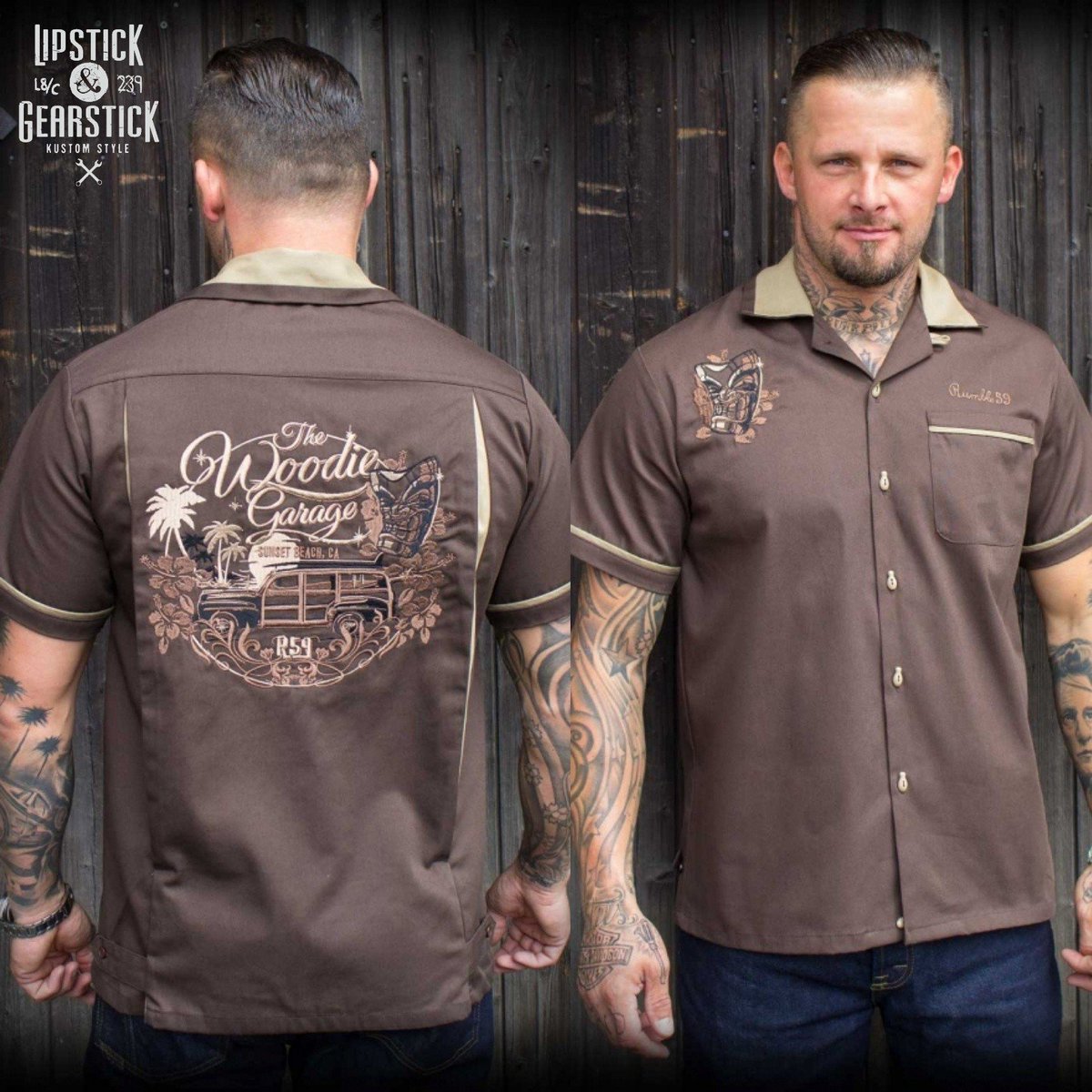 lipsandgears's tweet photo. New in stock The Woody Garage bowling shirt. Available at https://t.co/StcWeY2hlx https://t.co/t8dxwpOrnO