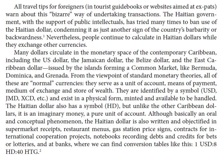 jp_koning's tweet image. Cool. In Haiti, prices are set in Haitian dollars... but the Haitian dollar doesn't actually exist. Source: haujournal.org/index.php/hau/…