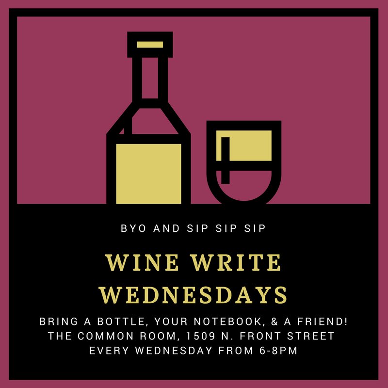commonroomphl's tweet photo. It's baaaack - #winewritewednesdays at The Common Room TONIGHT from 6-8 - nothin' like a little writing pressure from your BFF/vino https://t.co/b5NW0RKj1c
