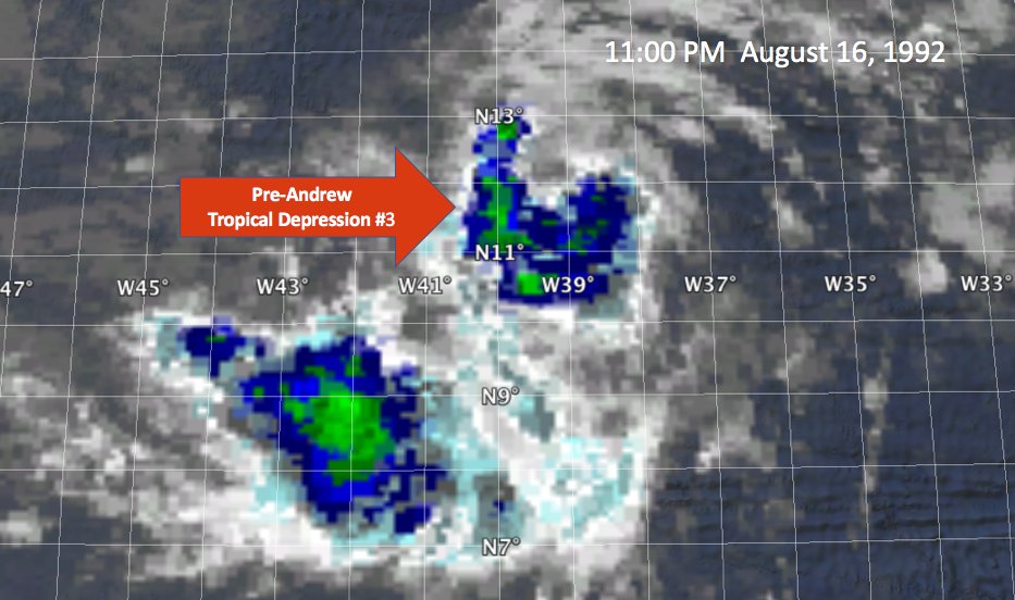 bryannorcrosstv's tweet image. 25 years ago this evening, @MaxMayfield10 wrote the first advisory on new Tropical Depression #3… that turned into 165 mph #HurricaneAndrew