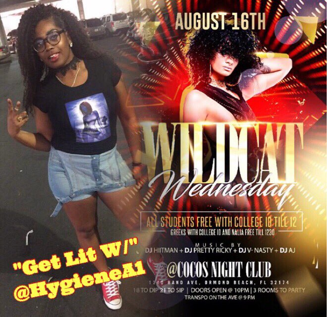 __HygieneA1__'s tweet photo. The Return Of Wildcat Wednesday @ Coco's Night Club ‼️ 
•Everyone Free Until 12 w/ Student ID ‼️ 
• Greeks Free Until 12:30 w/ Proof ‼️ https://t.co/autIij8efS