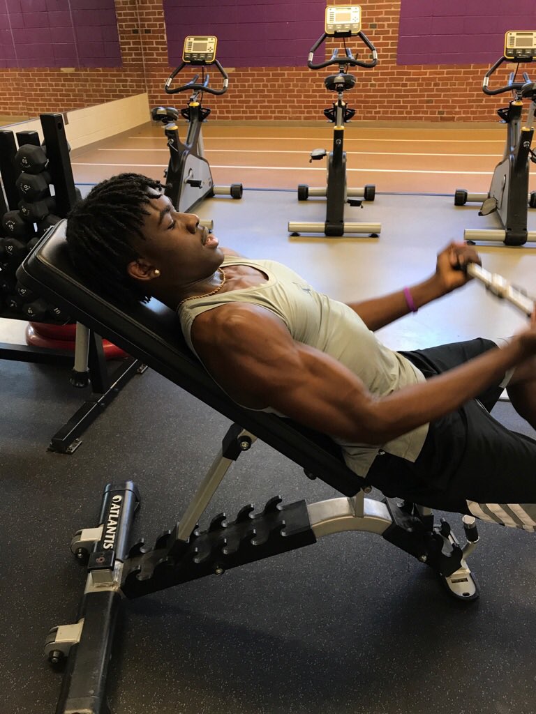 CoachBJ_Jackson's tweet photo. Senior @DontrellShuler1 working hard through rehab. Body starting to transform https://t.co/wQFWKI8xGQ