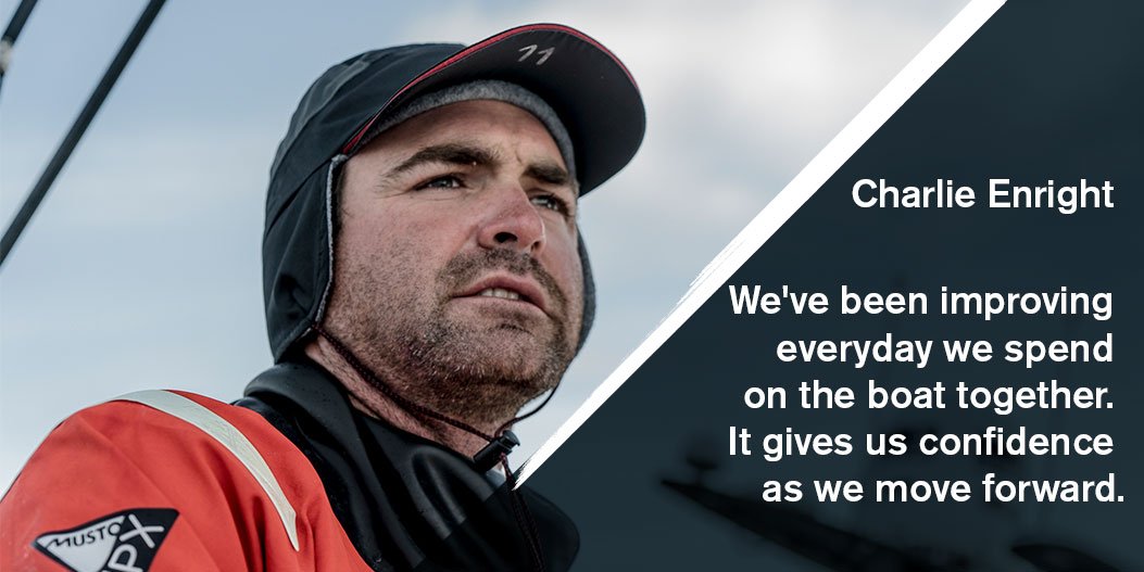 theoceanrace's tweet photo. A win in #LegZero's final stage is a real boost for @Vestas11thHour, & skipper Charlie Enright is delighted with the way his team is gelling https://t.co/NQBsE7WkLq