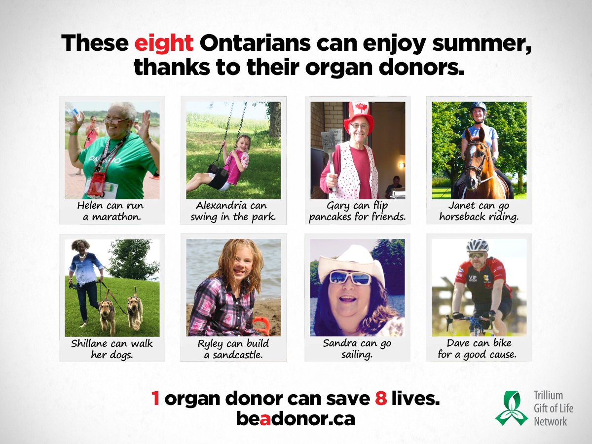 These eight Ontarians are enjoying summer thanks to organ donors. Register at beadonor.ca #beadonor