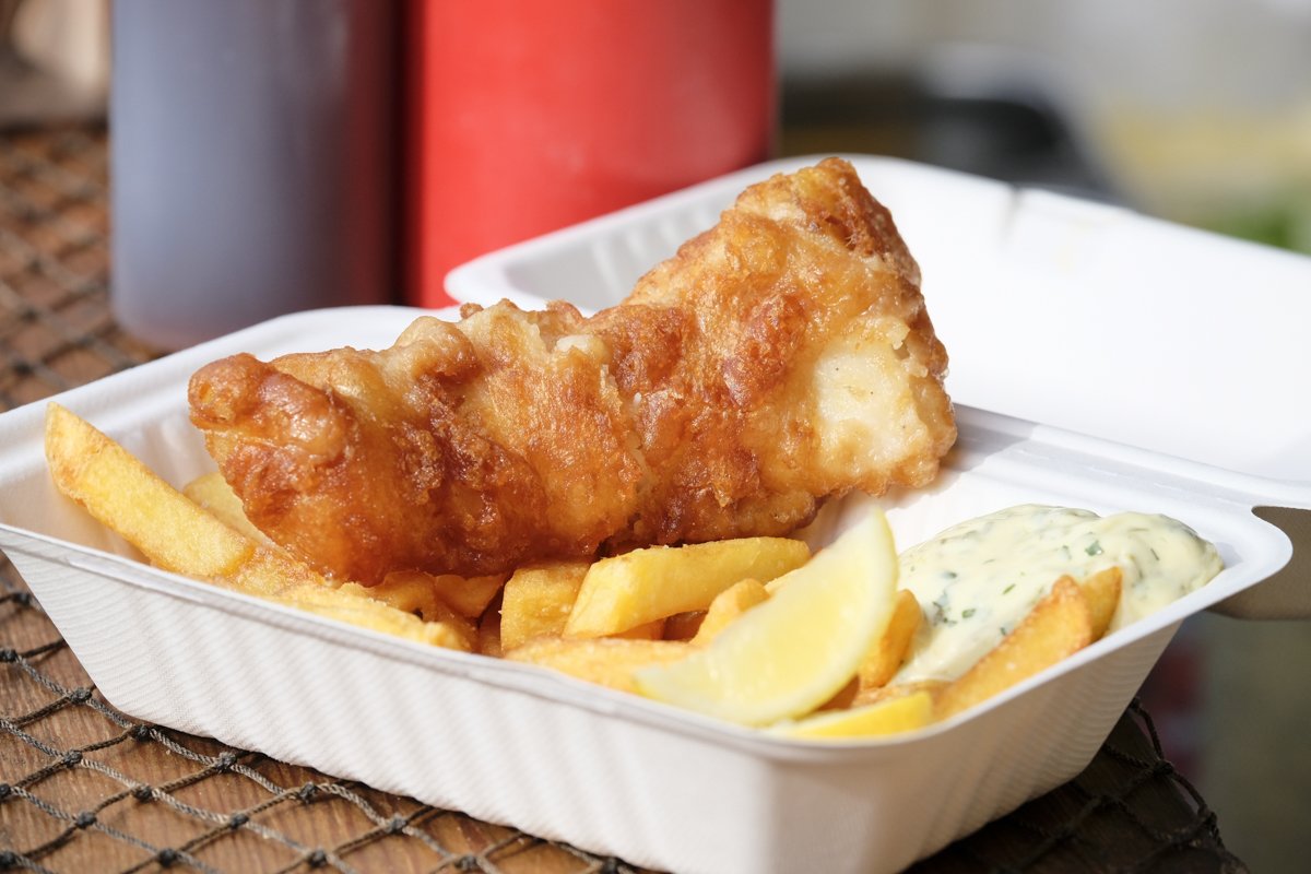 Real fish and chips from @saltwoodfishbar this Saturday. Light, beer-battered fish, triple cooked chips and homemade tartare sauce.