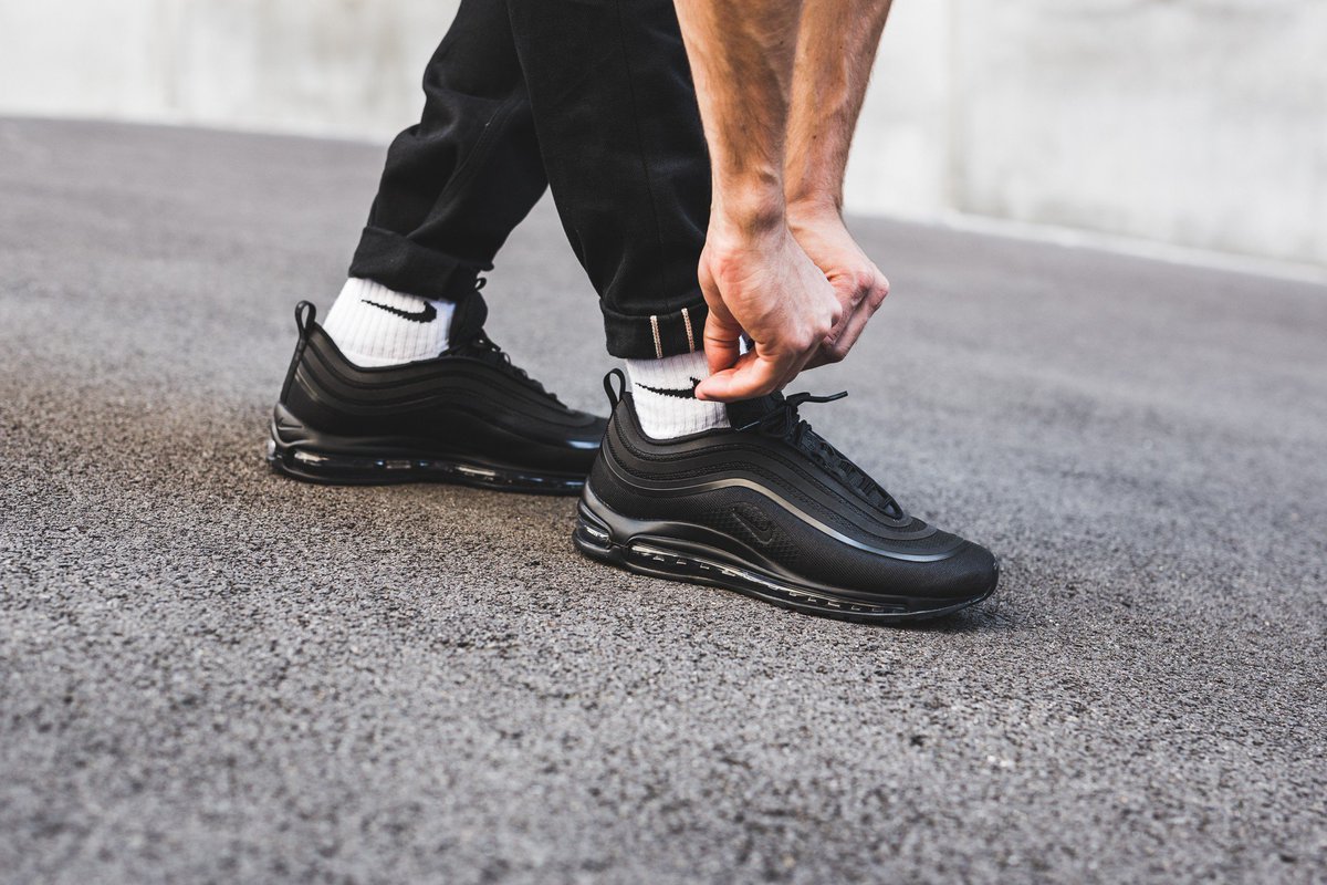 nike air max 97 triple black on feet