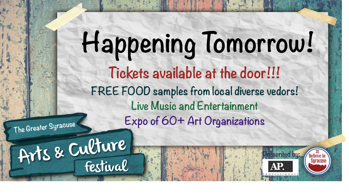 BelieveInSYR's tweet photo. Join us tomorrow for FREE FOOD, ART, and LIVE ENTERTAINMENT! https://t.co/Lenqu2zqHt