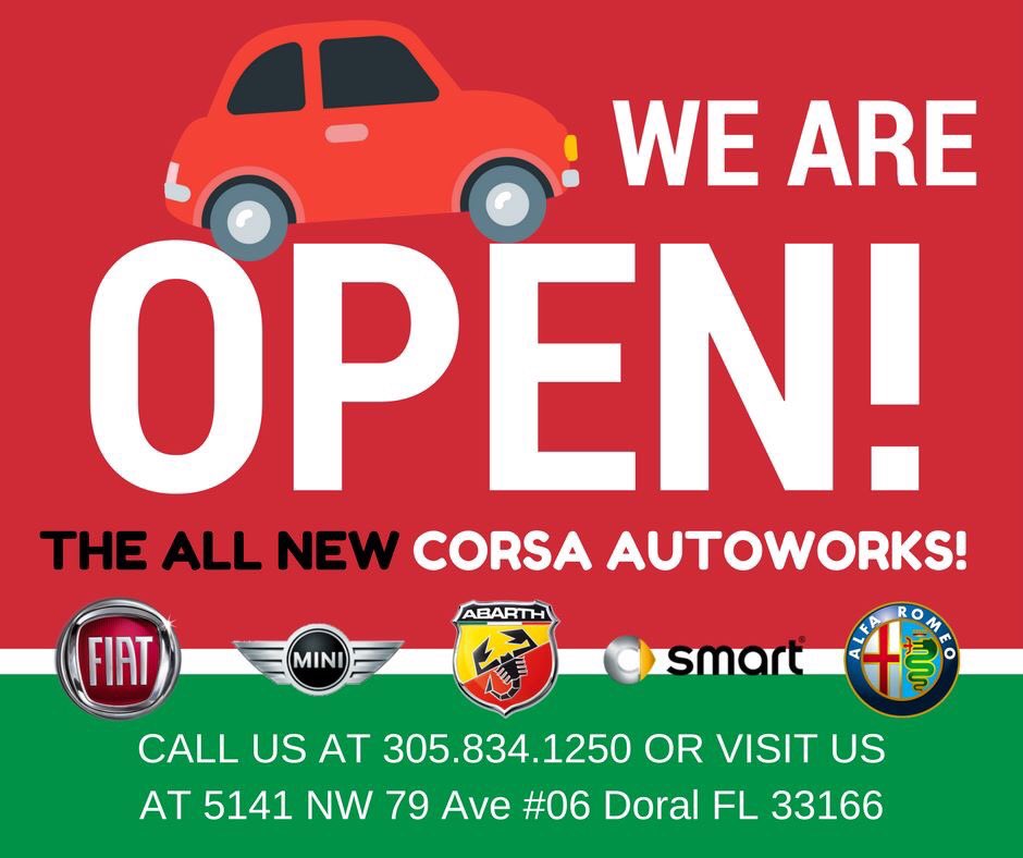 CorsaAutoworks's tweet photo. Check out the new #CorsaAutoworks offering maintenance, repair &amp; customization for most compact cars
OPEN MON-SAT from 10am-6pm
#fiat #miami https://t.co/JH0kV4qLeW