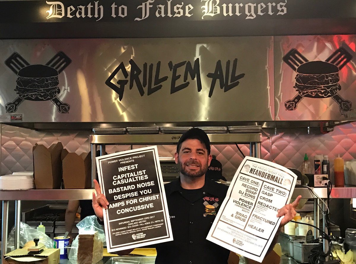 GrillEmAll's tweet photo. Next month in Oakland! Check out this killer #Neandermall Fest benefiting #PowerViolenceProject w/ Gasp reunion, Crom, Fractured &amp; Healer. https://t.co/rd1OG7t7Wf