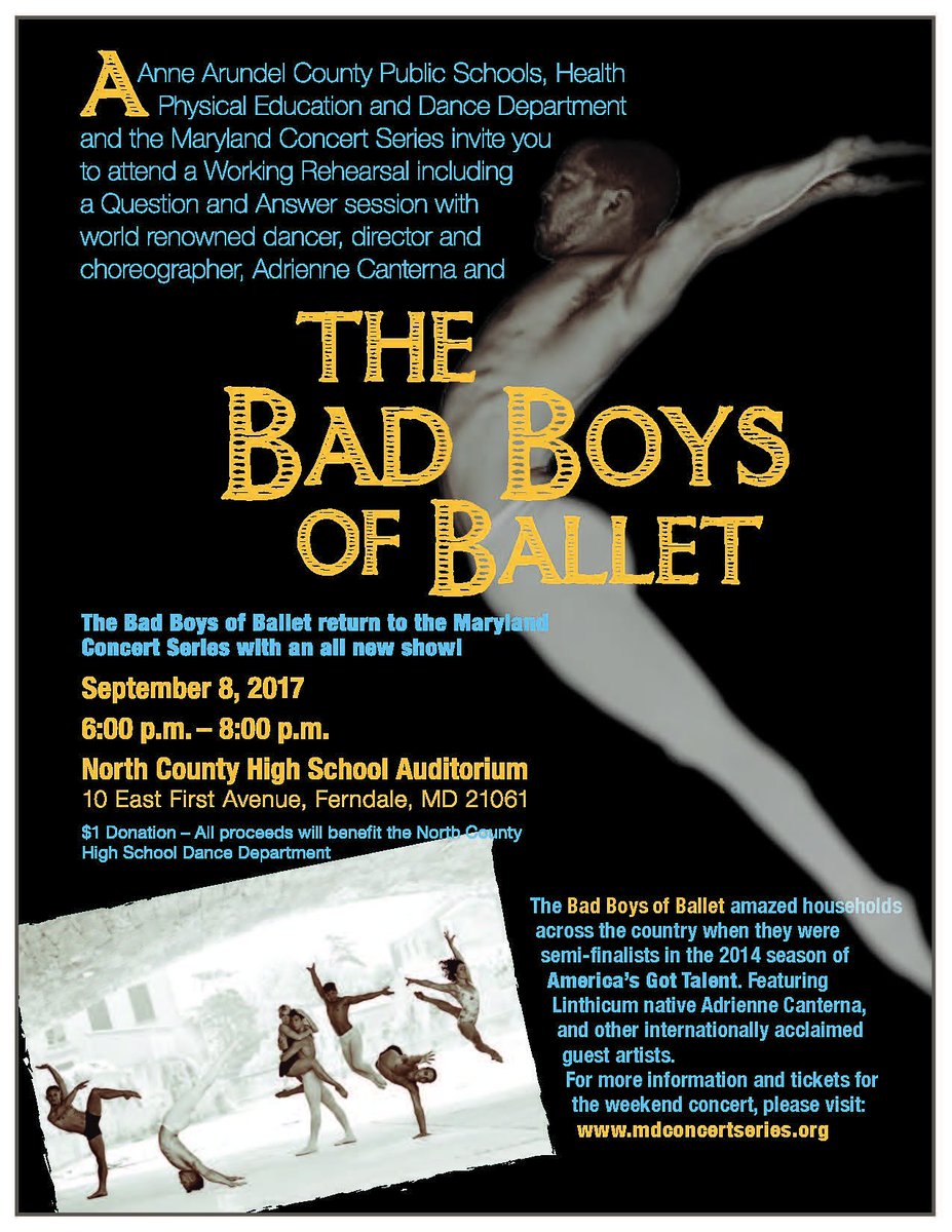 September 8 - come see the bad boys of ballet!

#ballet #dancer #dancers #dance #talented #comingsoon #tickets #AACPSAwesome