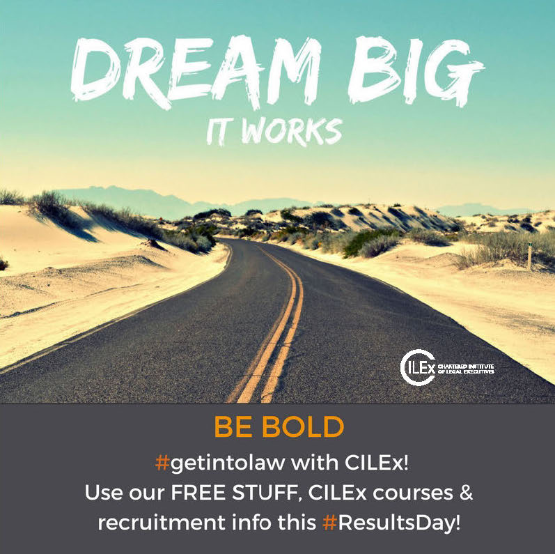CILEXLawyers's tweet photo. Dream of making it big in law? Worried about #ResultsDay? Be bold &amp; #getintolaw with CILEx

https://t.co/eXLTjYWmjR https://t.co/8g1yoKK0fV