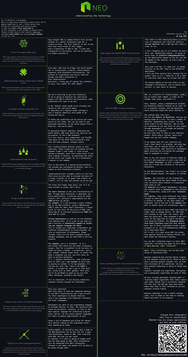 NEOnewstoday's tweet photo. Need help understanding some of the features of $NEO? This infographic breaks it down without using techno-babble. https://t.co/ytjNGCsAWD