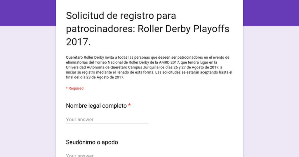 ¡Solicitamos patrocinadores!
Los regionales de Roller Derby serán una buena oportunidad para darse a conocer en el… bit.ly/2wQL2SA