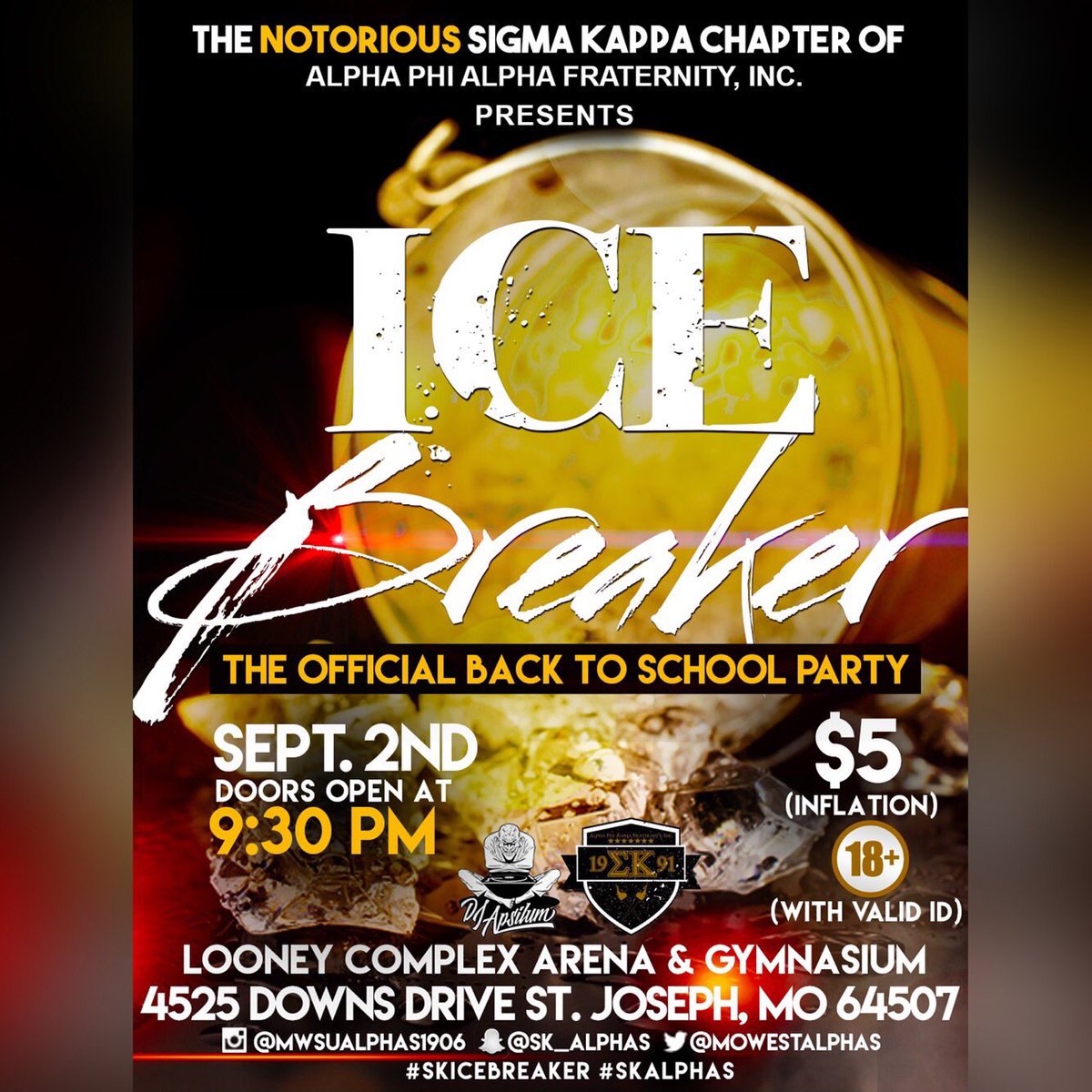 ayeeitsaneshea's tweet photo. Official Back to School Party! Labor Day weekend, it's lit! #SKAlphas presents THE ICE BREAKER! โ๏ธ๐ Be there and BREAK THE ICE! #Mowest https://t.co/HzVEX3MVEs
