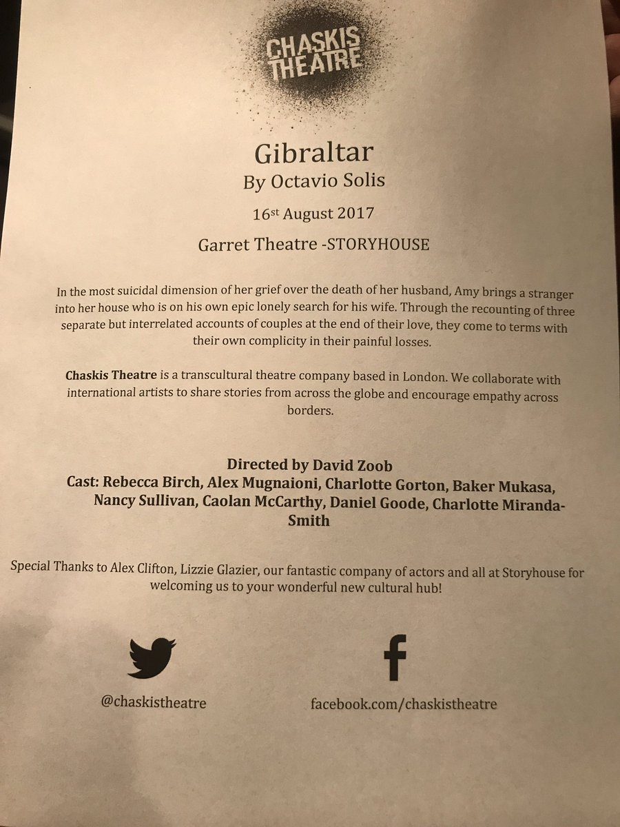 ChaskisTheatre's tweet photo. Tonight! @StoryhouseLive we bring the world of @OctavioSolis5 #Gibraltar #chaskisontour #chester https://t.co/4JGvi2rxsS