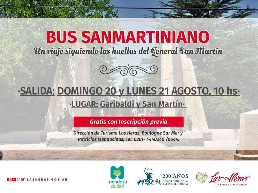 Seguí las huellas del Padre de la Patria subiéndote al Bus Sanmartiniano! 🚌 <a href="/lasherasmza/">Municipalidad de Las Heras</a> <a href="/ciudaddemendoza/">Ciudad de Mendoza</a>