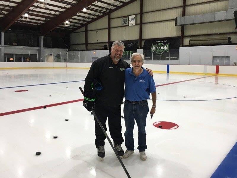 IceRinkEvents's tweet photo. IRE installed a temporary rink at the Odeum Expo Center for the Chicago Mission. Here are Mission's Gino Cavillini &amp; Odeum Pres. Phil Greco. https://t.co/osKrFcg6Qm