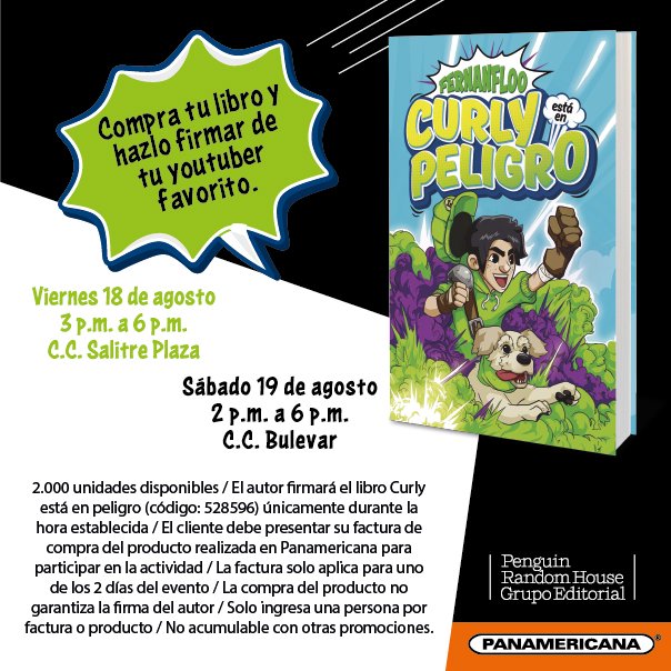 Penguinlibrosco's tweet photo. Dale RT a esta información de @Fernanfloo en Colombia y participa por 1 libro de #CurlyEstáEnPeligro firmado por su autor.
[Sólo Colombia] https://t.co/3Ot8YDCwc9