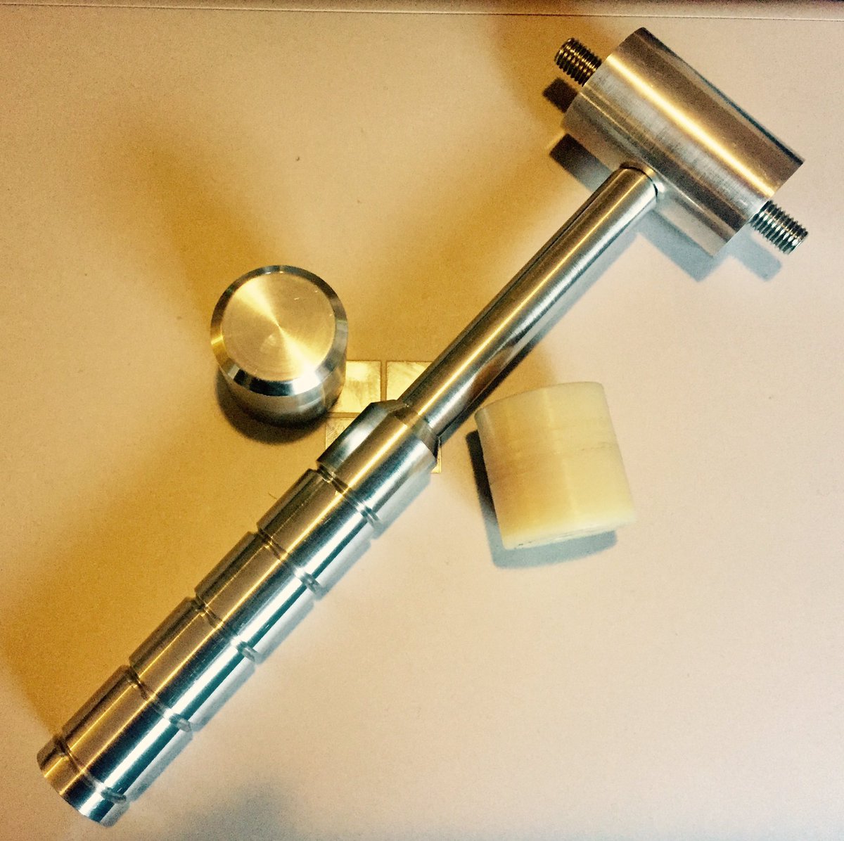teppoaa's tweet photo. Some #machining with my #lathe today! Made a machinist's hammer 😄👍 https://t.co/67jhei8eAg