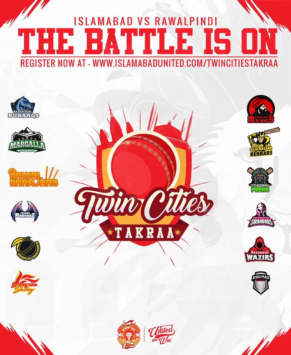 IsbUnited's tweet photo. The battle of the Twin Cities is ON!!! These are all the teams who are a part of the Twin Cities Takraa.
REGISTER NOW!
#TCT #UnitedWeWin https://t.co/51jHnNkTld