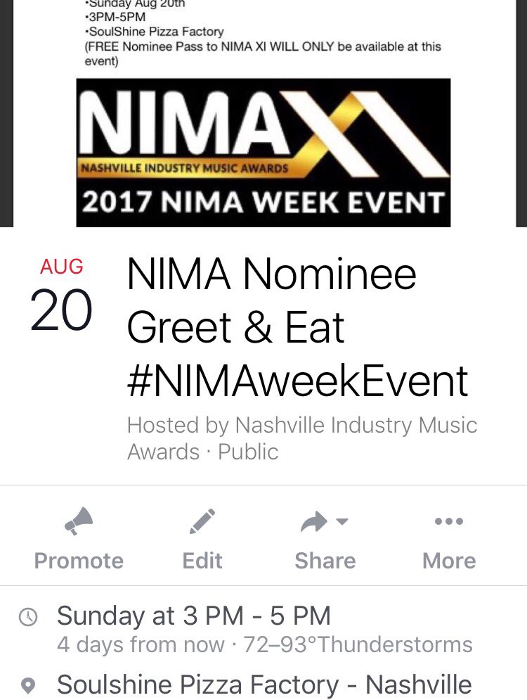 NimaNashville's tweet photo. This is the only place to get your free nominee tickets. Please make plans to come if you're nominated. https://t.co/QbdClRh11W