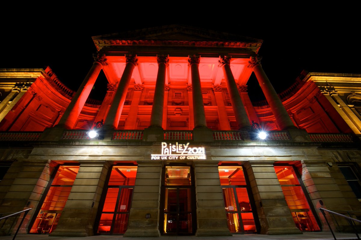 FuturePaisley's tweet image. On this Day in 2016: Landmarks across the West of Scotland lit up in #Paisley2021 colours to support Paisley's #UKCityofCulture2021 bid