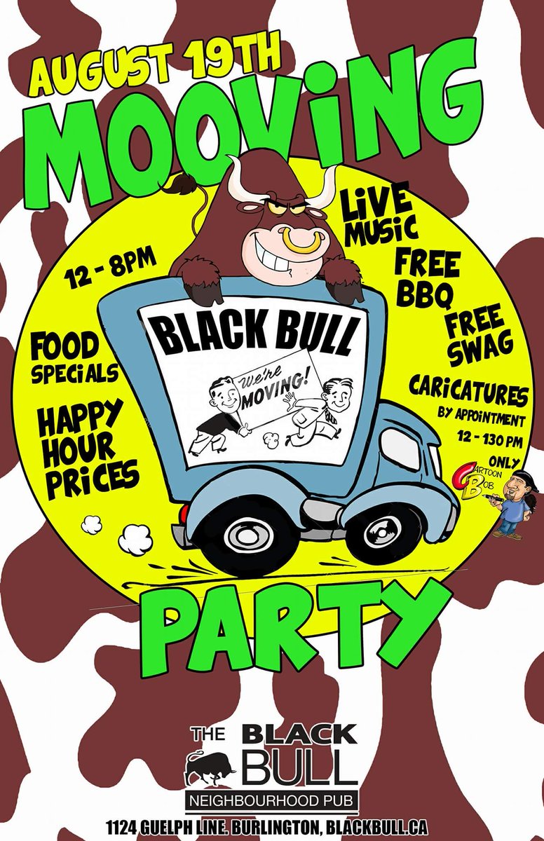 Hope to see everyone out to our mooving party this Saturday <a href="/TheBlackBull3/">The Black Bull Neighborhood Pub</a> <a href="/fosterfunny/">Glen Foster</a> <a href="/Y108Rocks/">Y108 Rocks</a> @A1EH_Pres <a href="/yourvidaburl/">YourVidaBurlington</a> <a href="/BurlingtonTV/">BurlingtonTV</a>