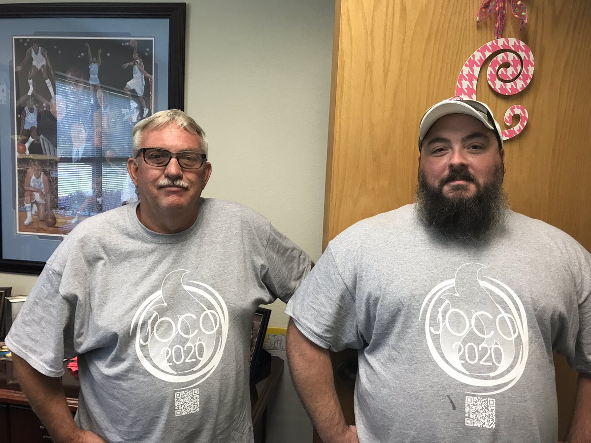 McGeesElem's tweet photo. Bobby & Roy of Facility Svcs. came by today. How are you guys? They both said "Living the dream!" #JoCo2020 #JCPSConvocation @RossRenfrow https://t.co/PZM8Lu8pnh