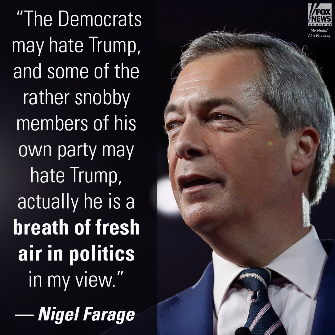 FoxNews's tweet image. .@Nigel_Farage: #Trump is a breath of fresh air in politics fxn.ws/2wQw6Uz