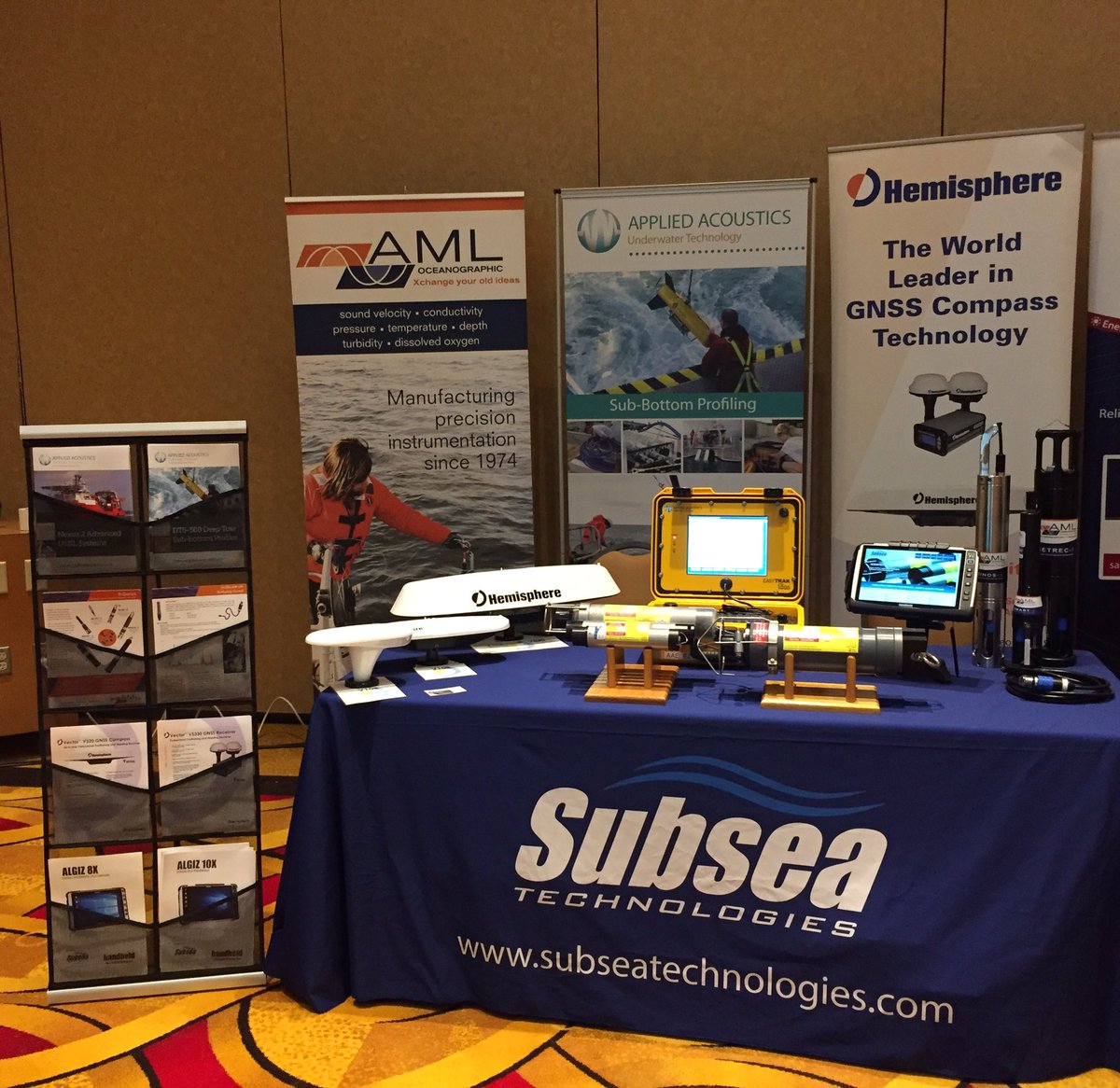 Subsea_Tech's tweet photo. Exhibiting at #OceansinAction, representing the latest from @AMLocean, @AppliedAcoustic, @HemisphereGNSS, and @HandheldGroup. Come say hi! https://t.co/MpSm6dX6F1