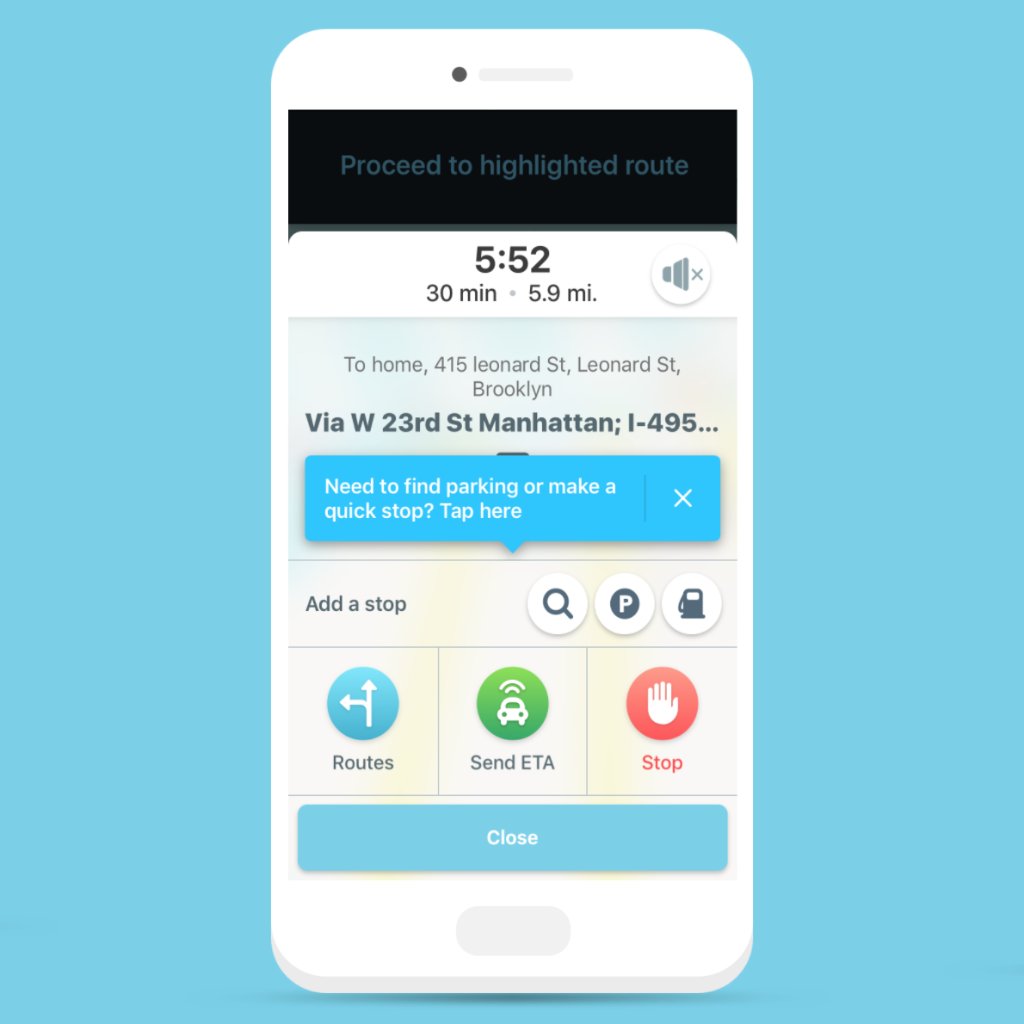 Add a stop screen in Waze app