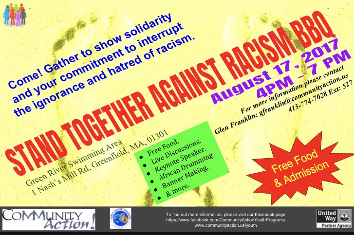 4sc_greenfield's tweet photo. Come! Gather to show solidarity and your commitment to interrupt the ignorance and hatred of racism. Tomorrow from 4-7pm, free admission! https://t.co/uliUNi7wc8