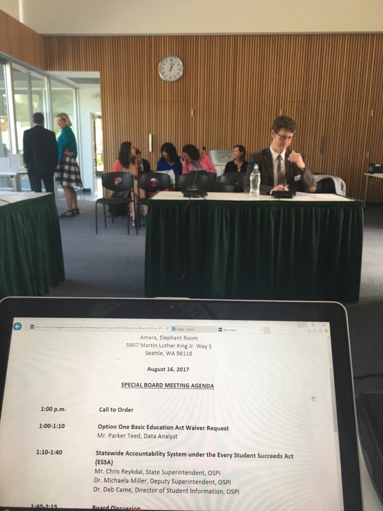 Wasbe_ED's tweet photo. Getting ready for @WA_SBE meeting on #essa req's in #Seattle @waOSPI #waedu https://t.co/Duq1cDaxuP