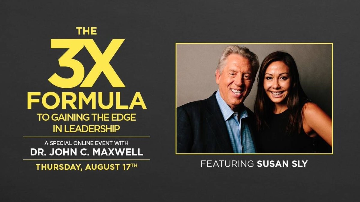 susanslylive's tweet photo. Register for my FREE online event, The #3XFormula to Gaining the Edge in Leadership.
It’s tomorrow! Don’t miss it! https://t.co/SZcxsyFlTa https://t.co/Yf5up7ytyx