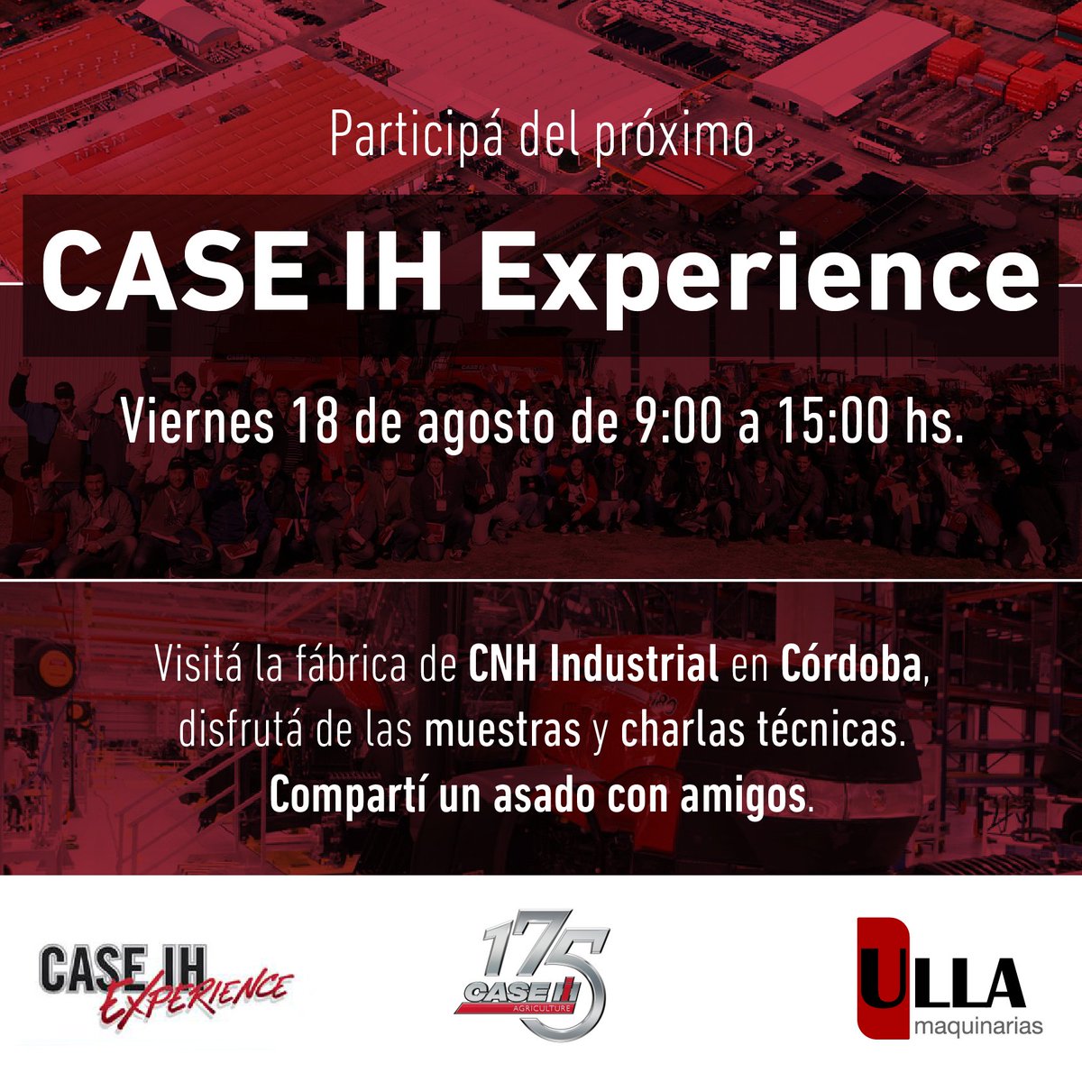 GrupoULLA's tweet photo. ¡Contactanos y reservá tu lugar para disfrutar de esta experiencia junto a @CaseIHArg! #CaseIHExperience https://t.co/llA25tUOAn
