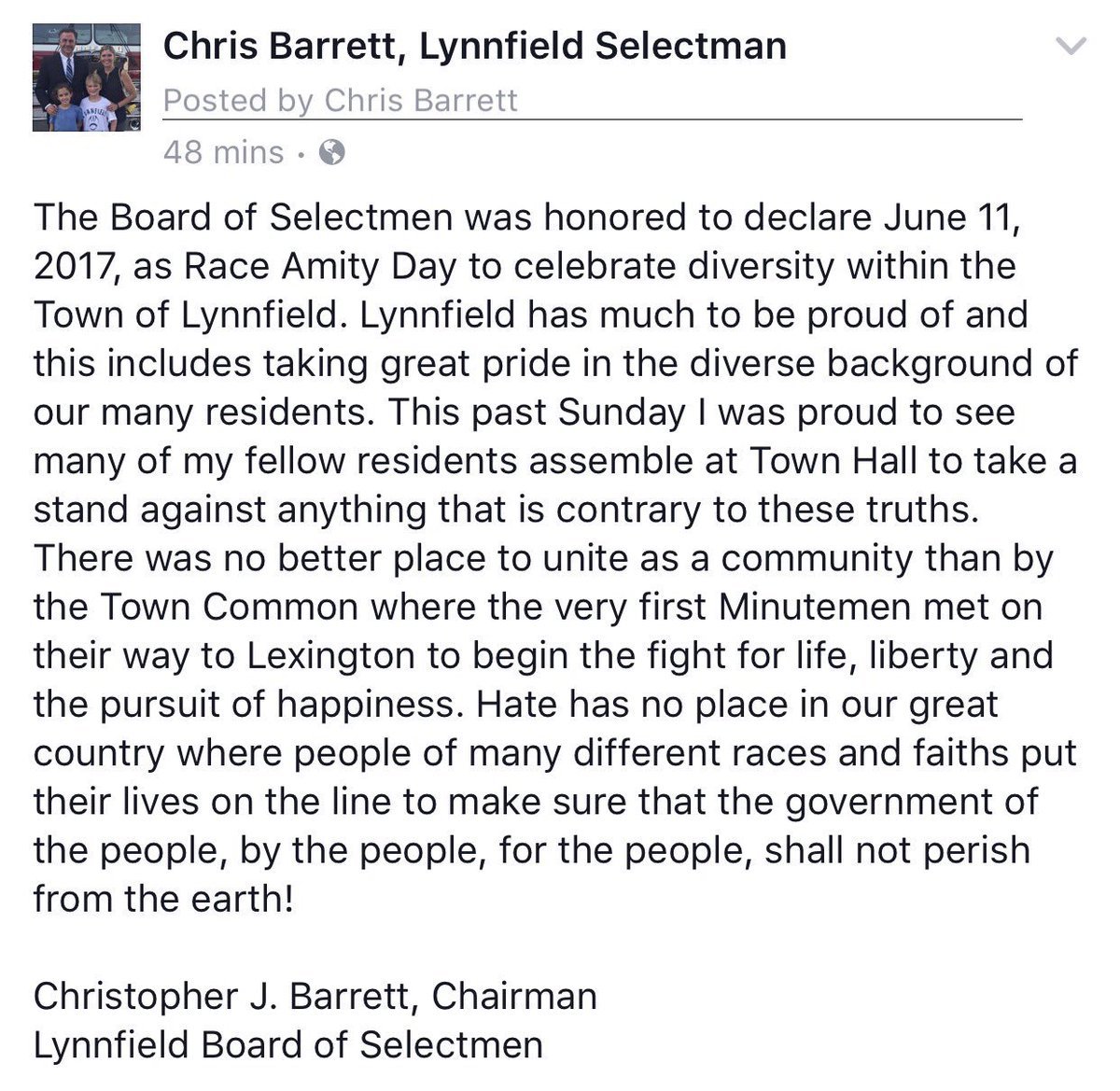 ChrisBarrett76's tweet photo. Lynnfield has much to be proud of and this includes taking great pride in the diverse background of our many residents! https://t.co/WXqo9O5OCK