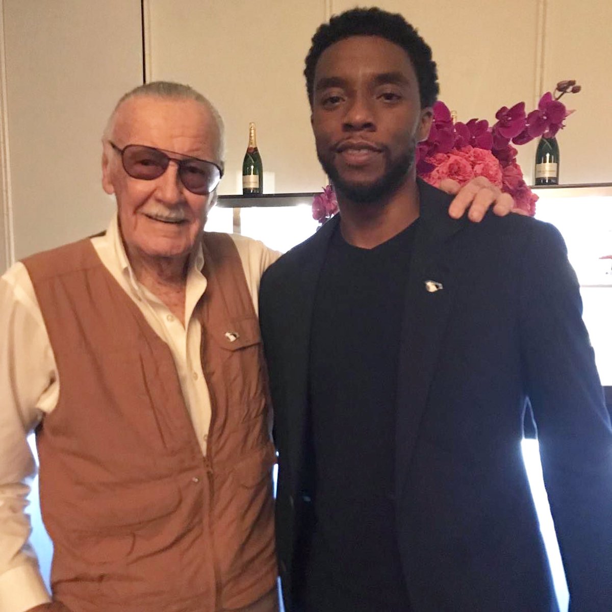 Marvel's tweet photo. "So happy that this talented young man is now bringing #BlackPanther to life on the silver screen!"
- @TheRealStanLee https://t.co/YUH1dohqz8