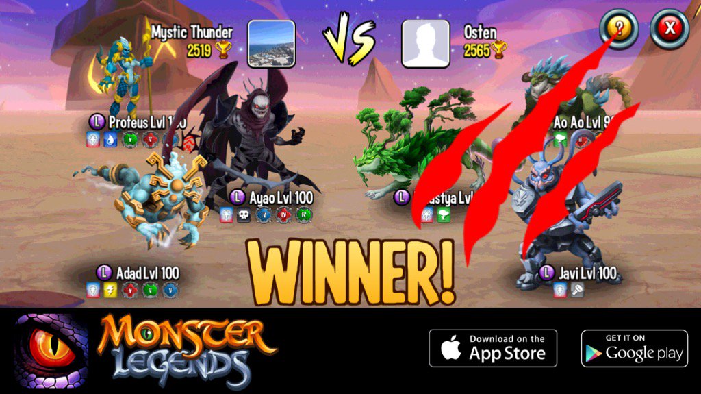 I rule at the Monster Legends Arena! If you dare to challenge me, start collecting monsters! m.onelink.me/8651e4be
