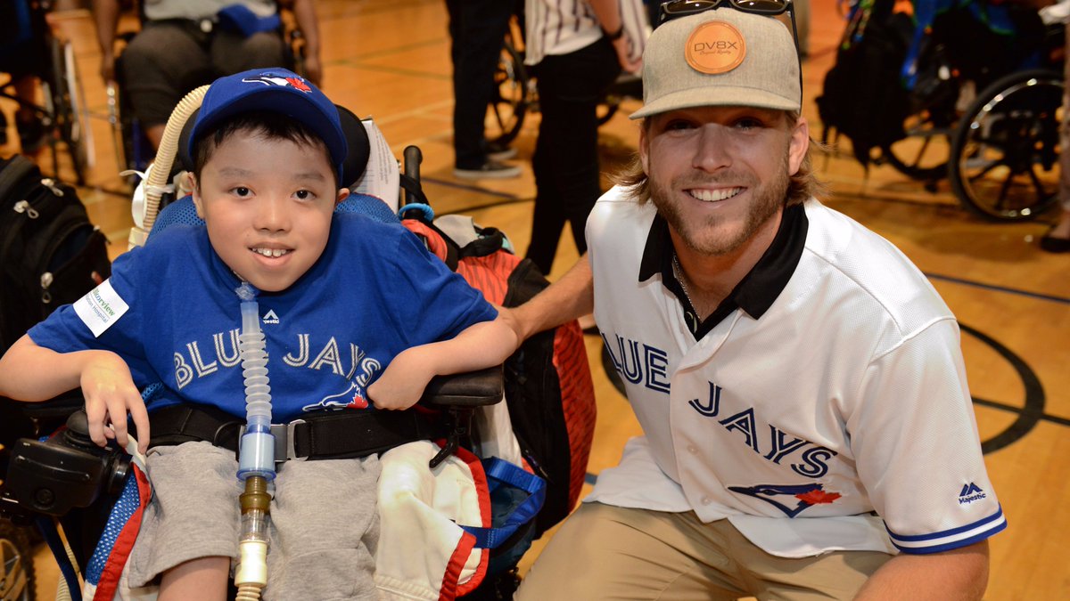 BlueJays's tweet photo. For the young fans at @HBKidsHospital, our players are their heroes.

For our players, these young fans are theirs. https://t.co/QD1YRriNud