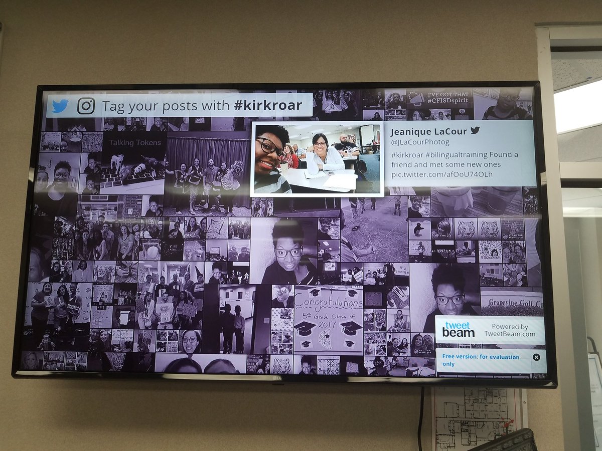 Loving the new <a href="/TweetBeam/">TweetBeam</a> screen <a href="/KirkElementary/">Kirk Elementary</a> to highlight all the great things happening in <a href="/CyFairISD/">Cypress-Fairbanks ISD</a>  with #kirkroar. #tellyourstory