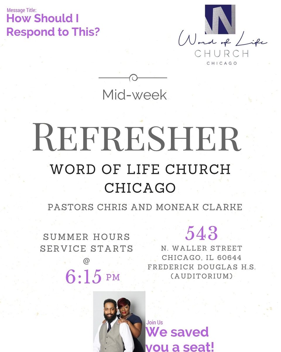 WOLChicago's tweet photo. Is there something happening in your life and you are unsure about how to respond? The Word is answer!
See you tonight. 
#WOLCC
#TeamClarke https://t.co/YZxWeErWZM