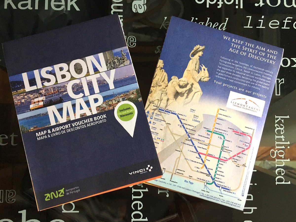 Lisbon City Map, with Lizmontagens Thermal Technologies advertising on the back cover.
