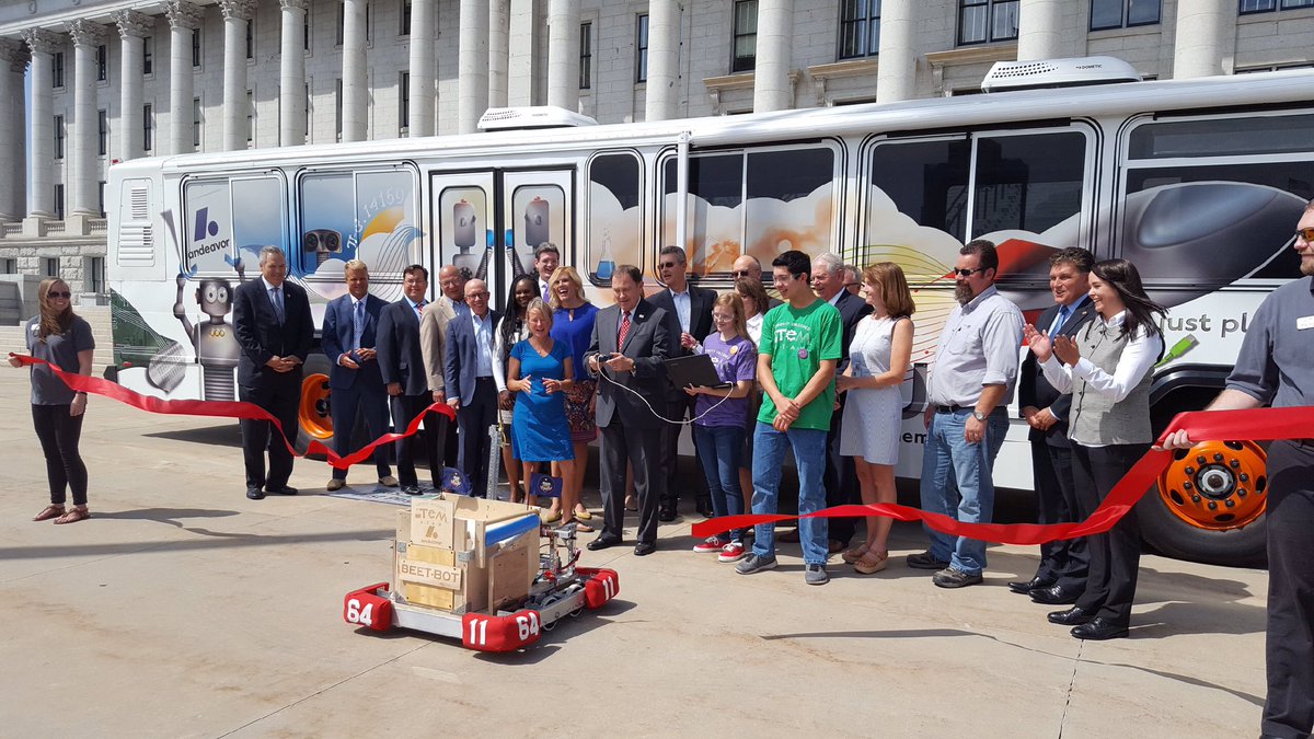 BusinessUtah's tweet photo. Congratulations to @STEMUtah and a special thanks to @andeavor for today's unveiling of the #UtahStemBus https://t.co/MOtDaRVGbe