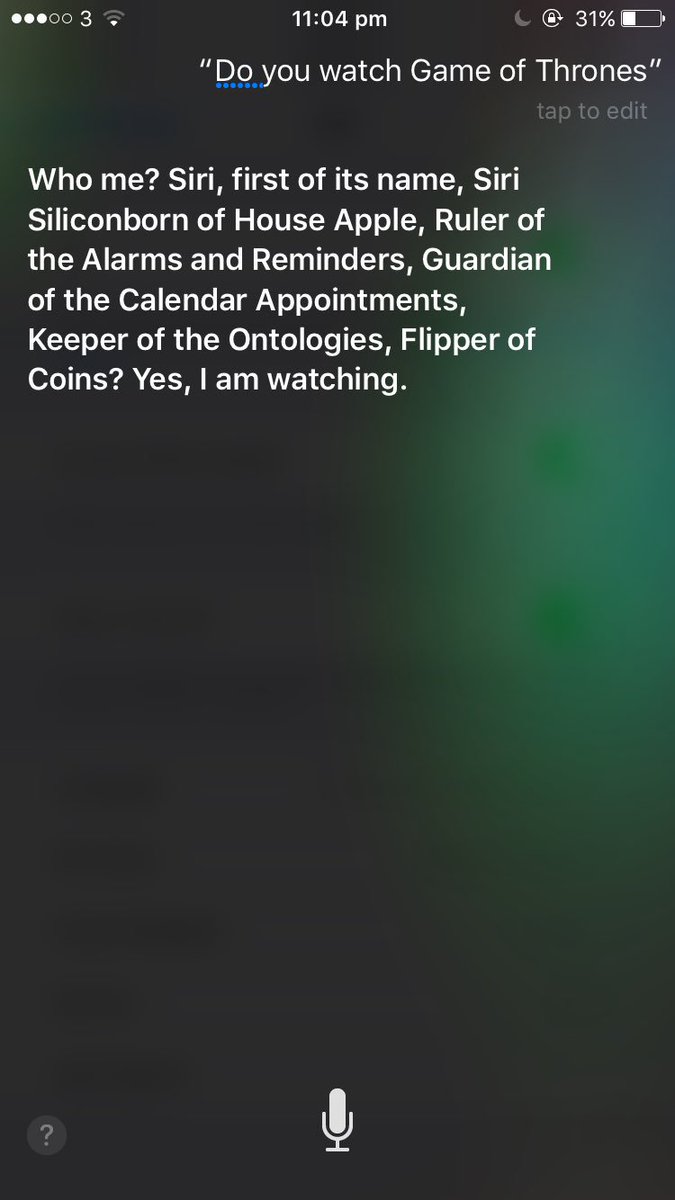 notsuohnhoj's tweet photo. Asked Siri if she watches #GameOfThrones 😂 https://t.co/MQgTX1vNMD