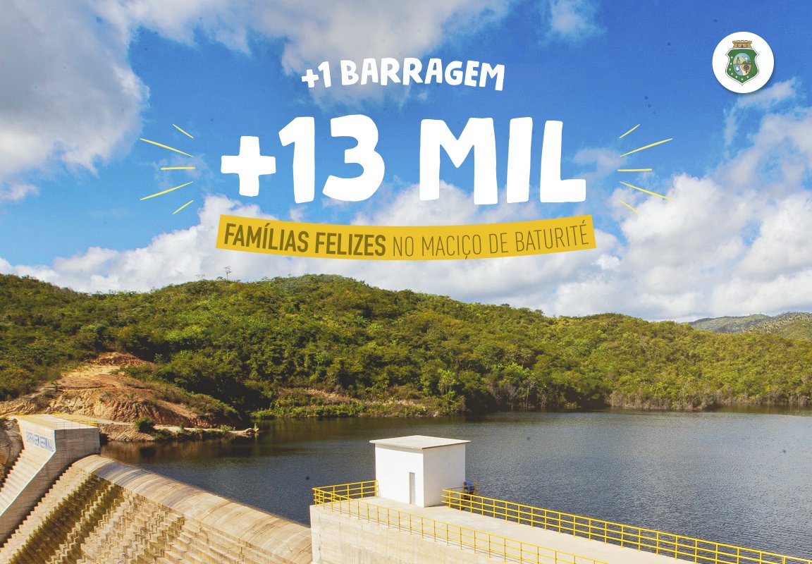 Viva! Na última semana, inauguramos a Barragem Germinal, que irá suprir a demanda de água e abastecerá todo o Maciço de Baturité. 💙💦