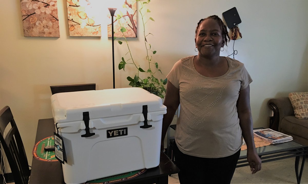 Just delivered #Yeti Cooler to prize winner, Cleona Holland! Congrats! Thanks again to all who said hi <a href="/ilovecarytown/">Carytown</a> #WatermelonFestival!