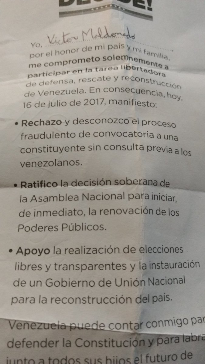 #A1MesDel16J sigo esperando que honren el compromiso solemne. Hicimos lo debido. Ahora estamos esperando que nuestros mandatarios cumplan.