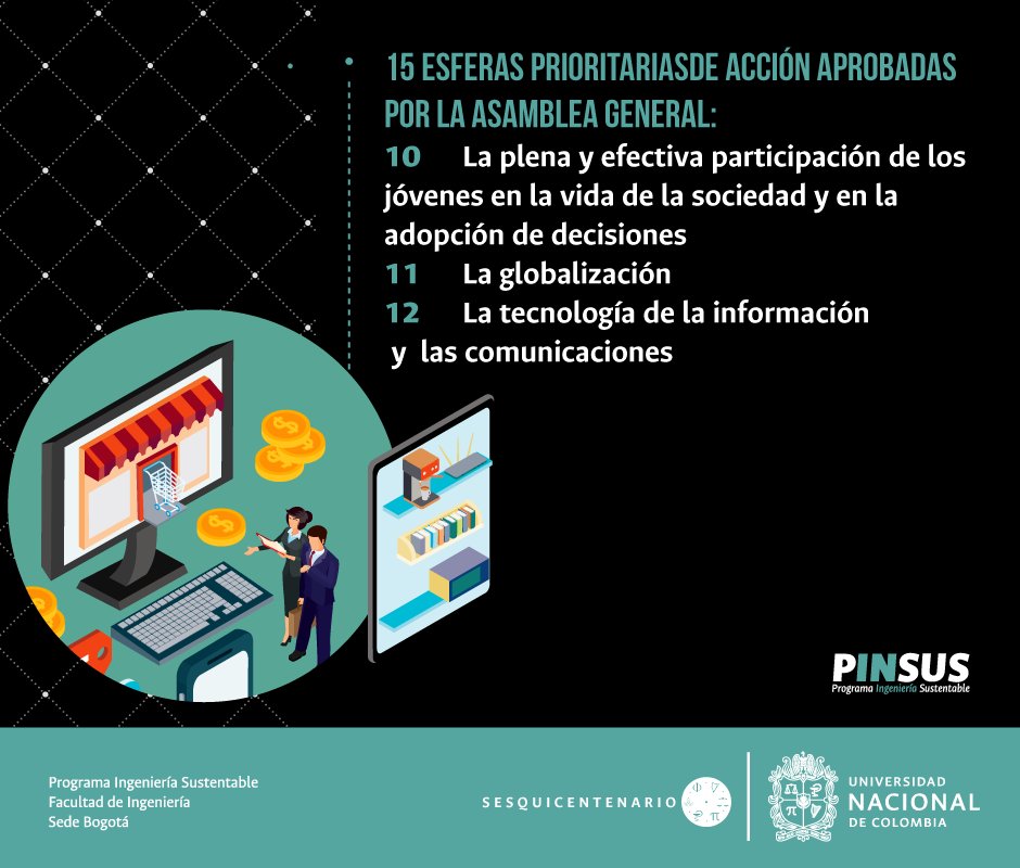 PinsusFIUN's tweet photo. El pasado 12 de Agosto fue el #DíaInternacionalDeLaJuventud, mira las esferas en las que puedes contribuir junto a #PINSUS en la @UNColombia https://t.co/snlqWpLybe